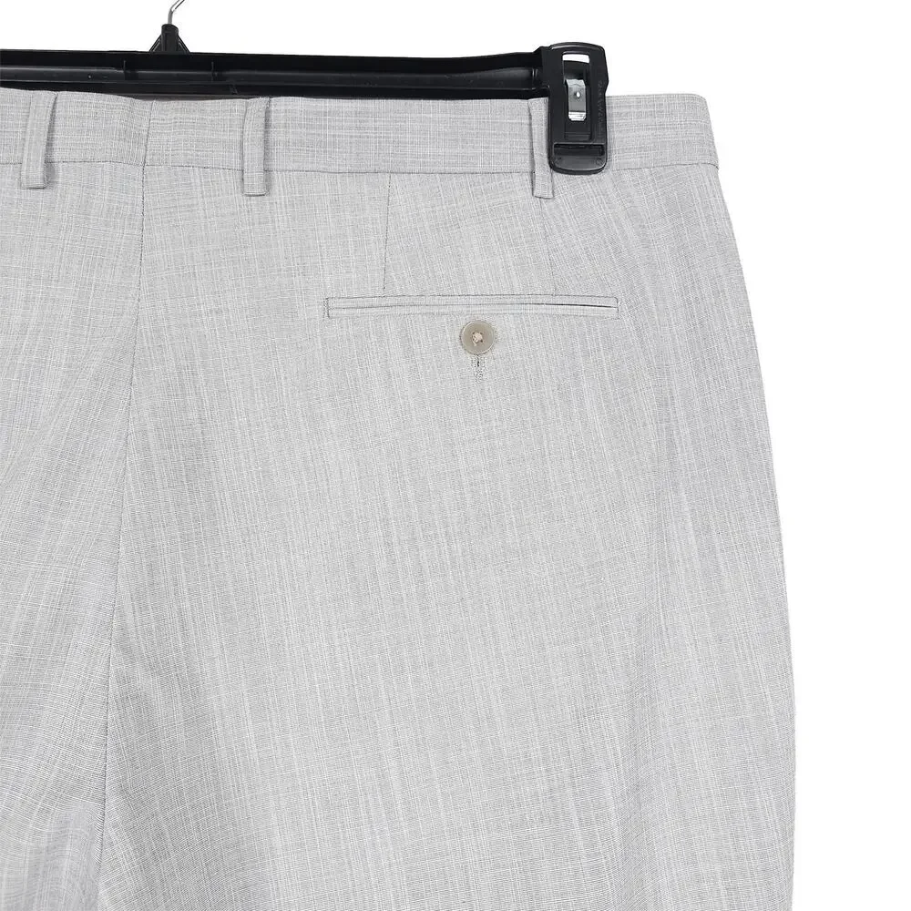 Calvin Klein Mens Slim Fit Dress Pants 42x30 Light Grey Solid Sharkskin Stretch